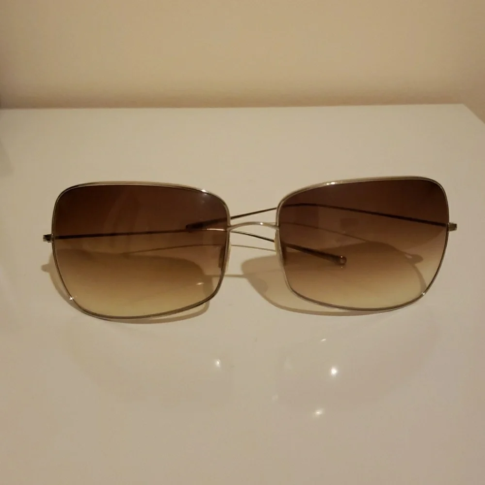 Oliver Peoples Silver Frame Brown Gradient Lens Sunglasses